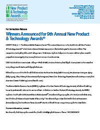 New Product & Technology Awards News Release